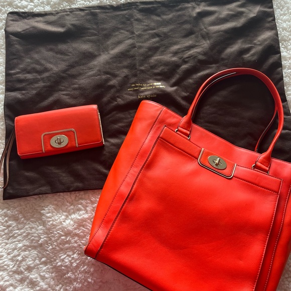 Kate Spade orange handbag and wristlet set - Picture 11 of 16